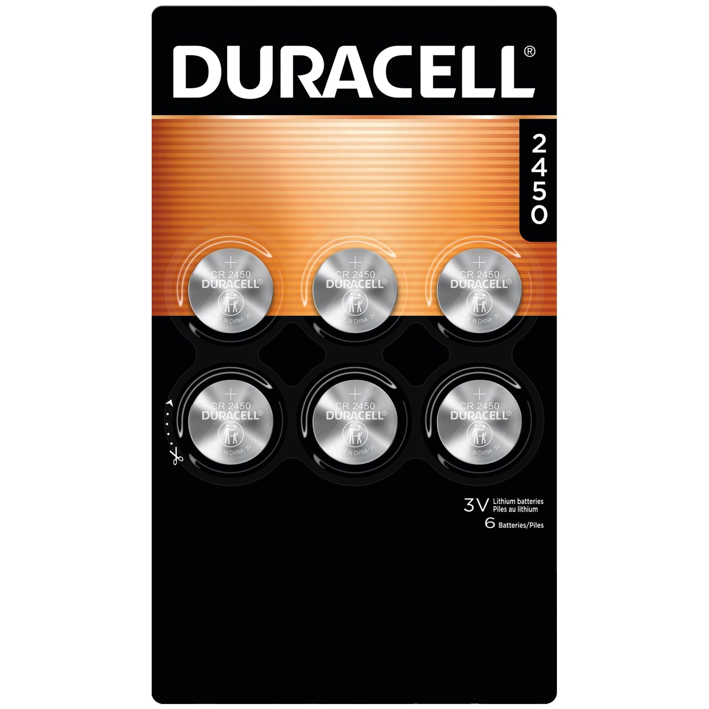 Duracell CR2450 Lithium Battery, 6 Count (Pack of 1), Coin Battery for Key Fob, Car Remote, Watch, and Other Devices, CR2450 Lithium 3 Volt (3V) Cell - Available at All In One Marketplace Canada