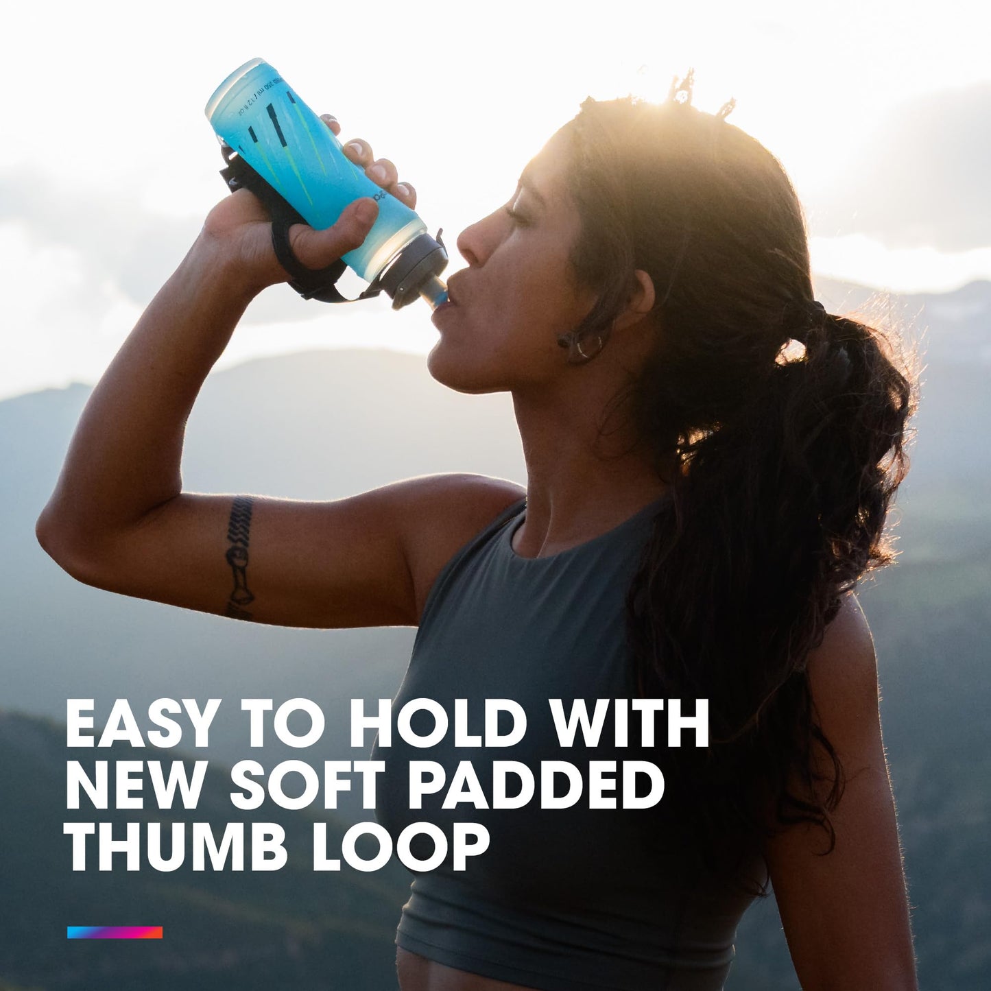 HydraPak SkyFlask Speed - Collapsible Handheld Running Water Bottle (500ml) - Adjustable Strap, Lightweight, Spill-Proof Cap HydraPak