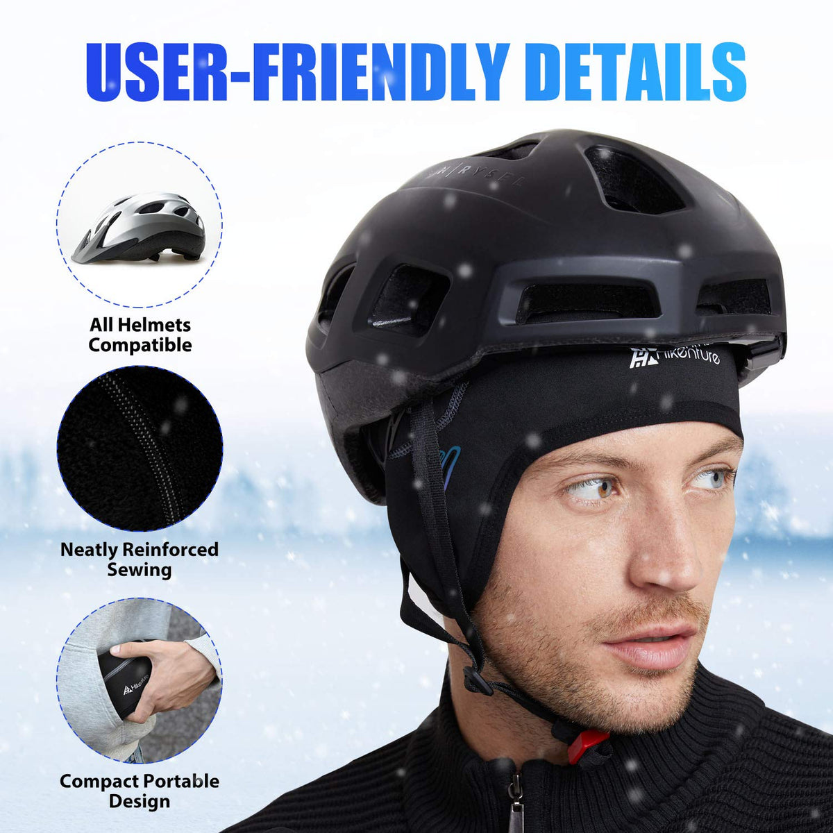 HIKENTURE Winter Skull Cap, Windproof Helmet Liner for Men Women, Black 🍁 All In One Marketplace Canada