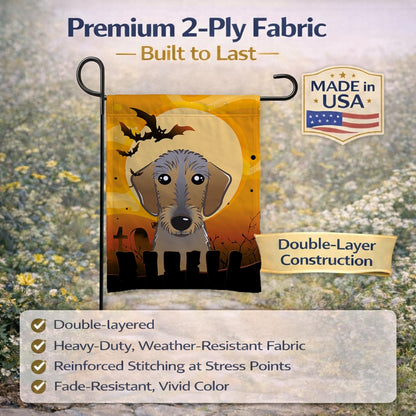 Caroline's Treasures BB1791GF Halloween Wirehaired Dachshund Garden Size Flag, Small, Multicolor