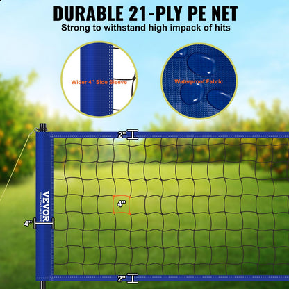 VEVOR Outdoor Portable Volleyball Net System, Adjustable Height Steel Poles, Professional Volleyball Set with PVC Volleyball, Pump, Carrying Bag, Heavy Duty Volleyball Net for Backyard, Beach, Lawn VEVOR