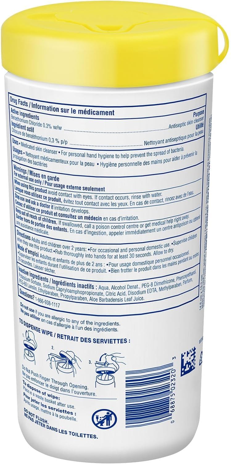 Wet Ones Antibacterial CitrusScent Hand Wipes| Travel | Hand Sanitizer Wipes, Travel Essentials, 40‑Count Canisters, Pack of 6 Wet Ones
