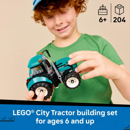 LEGO City Tractor Building Toy for Kids - Pretend Play Farm Vehicle for Boys & Girls, Ages 7+ - Tractor Toy W/Farmer Minifigure - Gift Idea for Birthdays - 60498