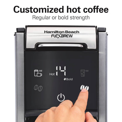 Hamilton Beach FlexBrew Advanced 4-in-1 Coffee Maker, Single Serve Hot & Iced Coffee Maker, K-Cup Pod & Grounds Compatible, 45 oz Removable Reservoir, Black (49925)
