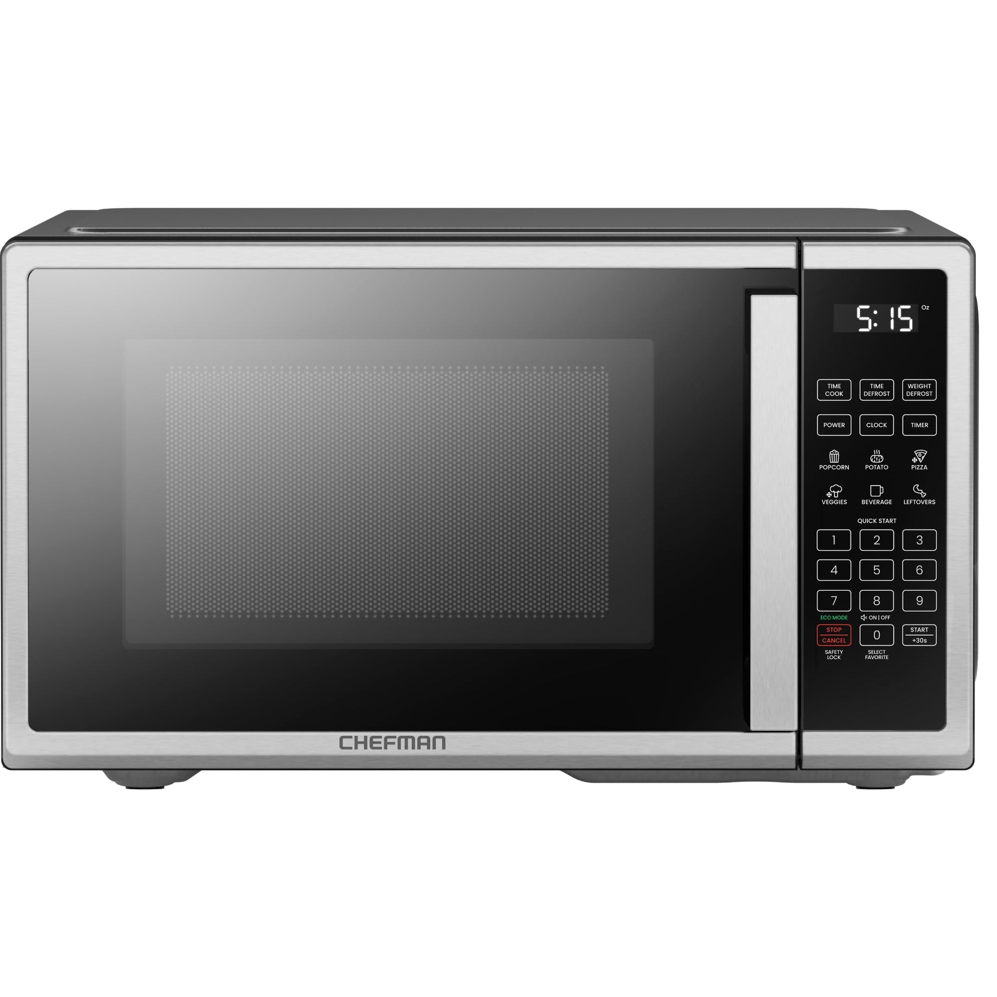 Chefman Countertop Microwave Oven 0.7 Cu. Ft. Digital Stainless Steel Microwave 700 Watts with 6 Auto Menus, 10 Power Levels, Eco Mode, Memory, Mute Function, Child Safety Lock, Easy Clean Chefman