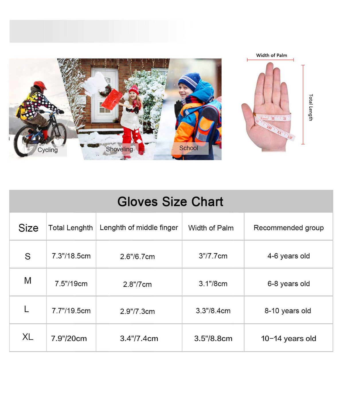 YukiniYa Kids Winter Gloves Back Water Repellent Touchscreen Warm Fleece Anti-slip for Boys Girls 3-15 Years 🍁 All In One Marketplace Canada