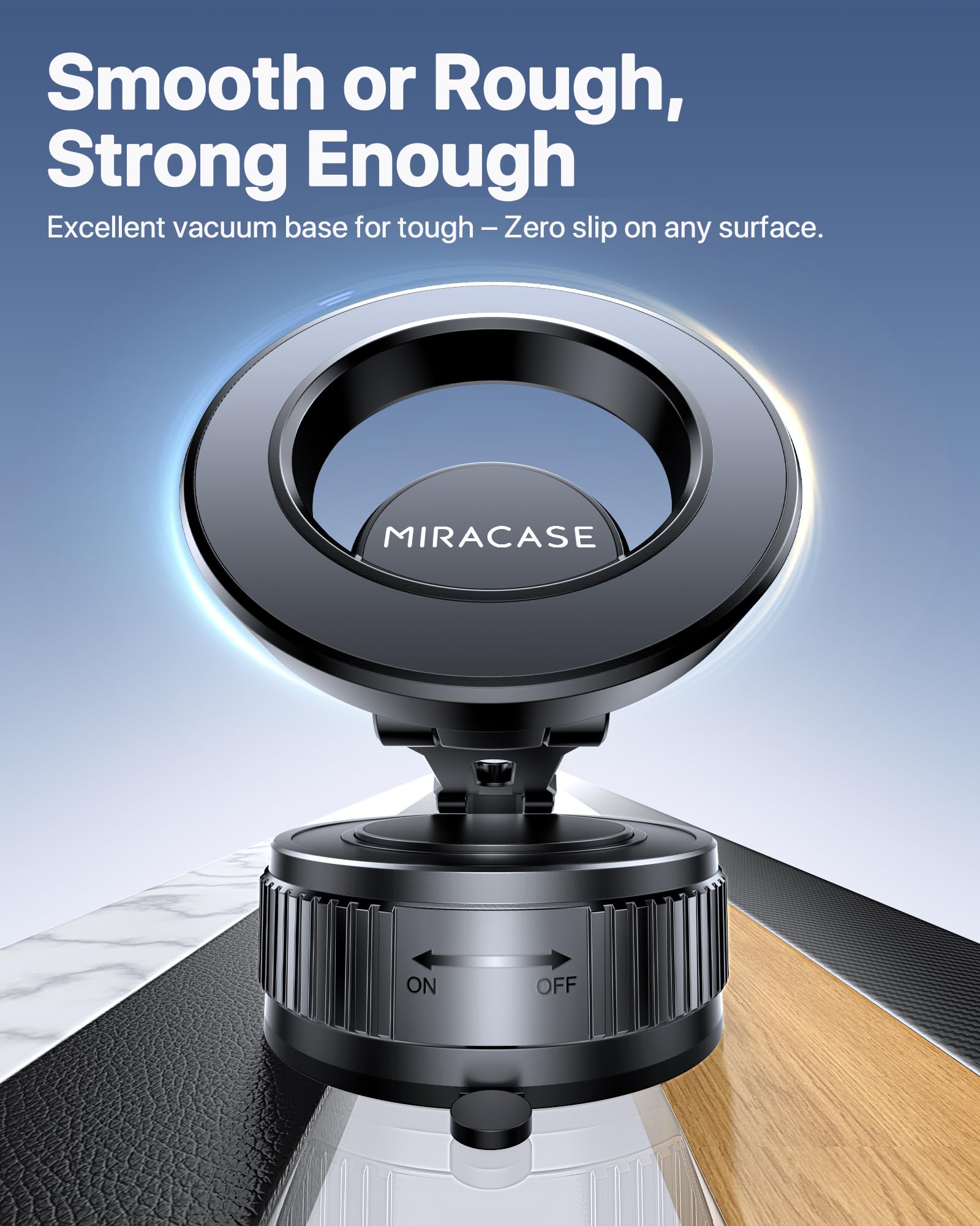 Miracase 2026 for MagSafe Car Mount: [Ultra-Strong Vacuum Suction + Handlebar] 360° Rotatable Handlebar Mount, Car Phone Holder for All Phone Models