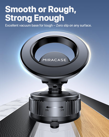 Miracase 2026 for MagSafe Car Mount: [Ultra-Strong Vacuum Suction + Handlebar] 360° Rotatable Handlebar Mount, Car Phone Holder for All Phone Models