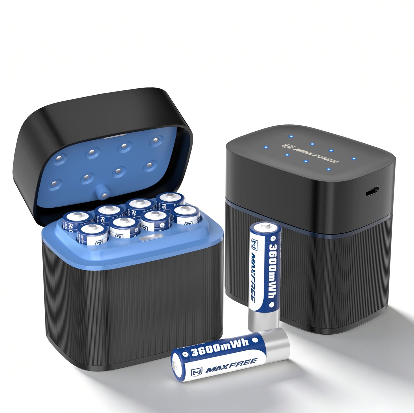 Maxfree Rechargeable AA Batteries Lithium with Charger, 8-Pack 1.5V 3600mWh Long Lasting Double A Batteries with LED Display, Cycle Times Up to 2500 – Fast Charging for Blink Outdoor Cameras & Toys - Available at All In One Marketplace Canada