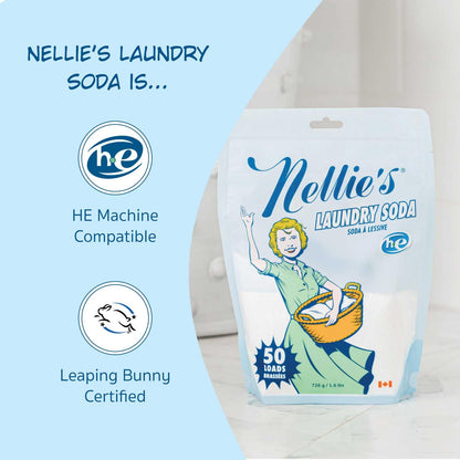 Nellie's Laundry Soda | Fragrance-Free Powder Laundry Detergent | 50 Loads - Available at All In One Marketplace Canada