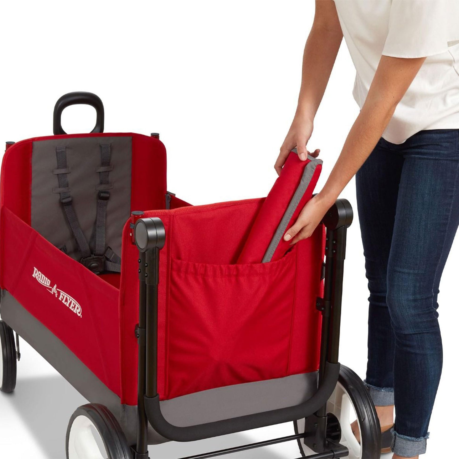 Radio Flyer Wagon for Kids, Baby Stroller, Outside Toys for Toddlers 1-3, Rolling Cart, Beach Cart with Wheels, Convertible Stroller Wagon for Kids Ages 1+ Years, Red Radio Flyer