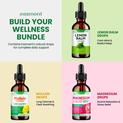 Easement Gouttelettes d'extrait de Molène pour les poumons – Complément à base de plantes pour le nettoyage des poumons, le soulagement du mucus et des mucosités – Liquide sans alcool
