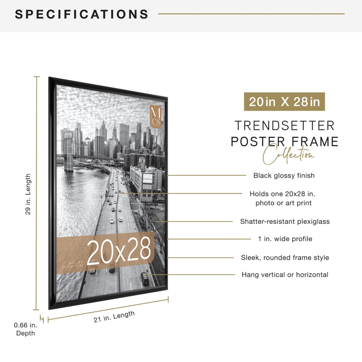 MCS Trendsetter Poster Frame, 20 X 28-Inch, Black MCS