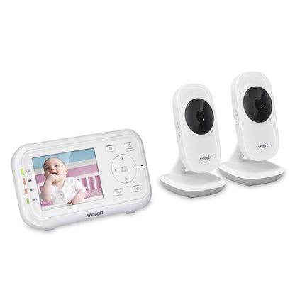 VTech VM3252-2 Digital Video Baby Monitor with 2.8" LCD 2 Cameras and Automatic Night Vision, 1 Count, White VTech