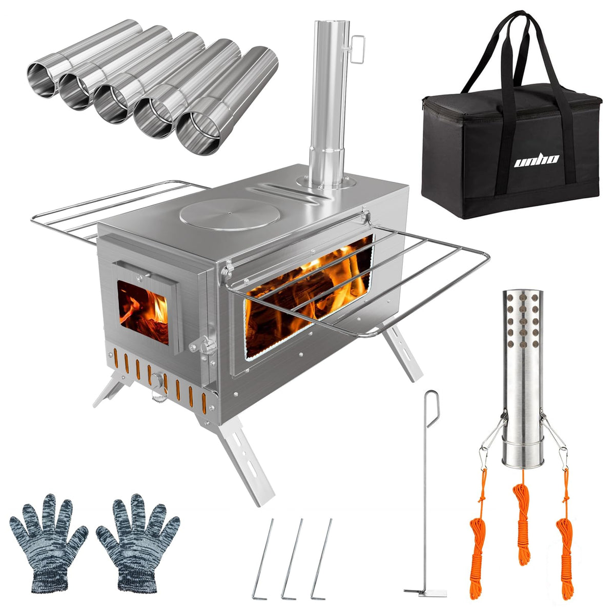 unho Stainless Hot Tent Stove Crack-Resistant Ceramic Glass Outdoor camping 🍁 All In One Marketplace Canada