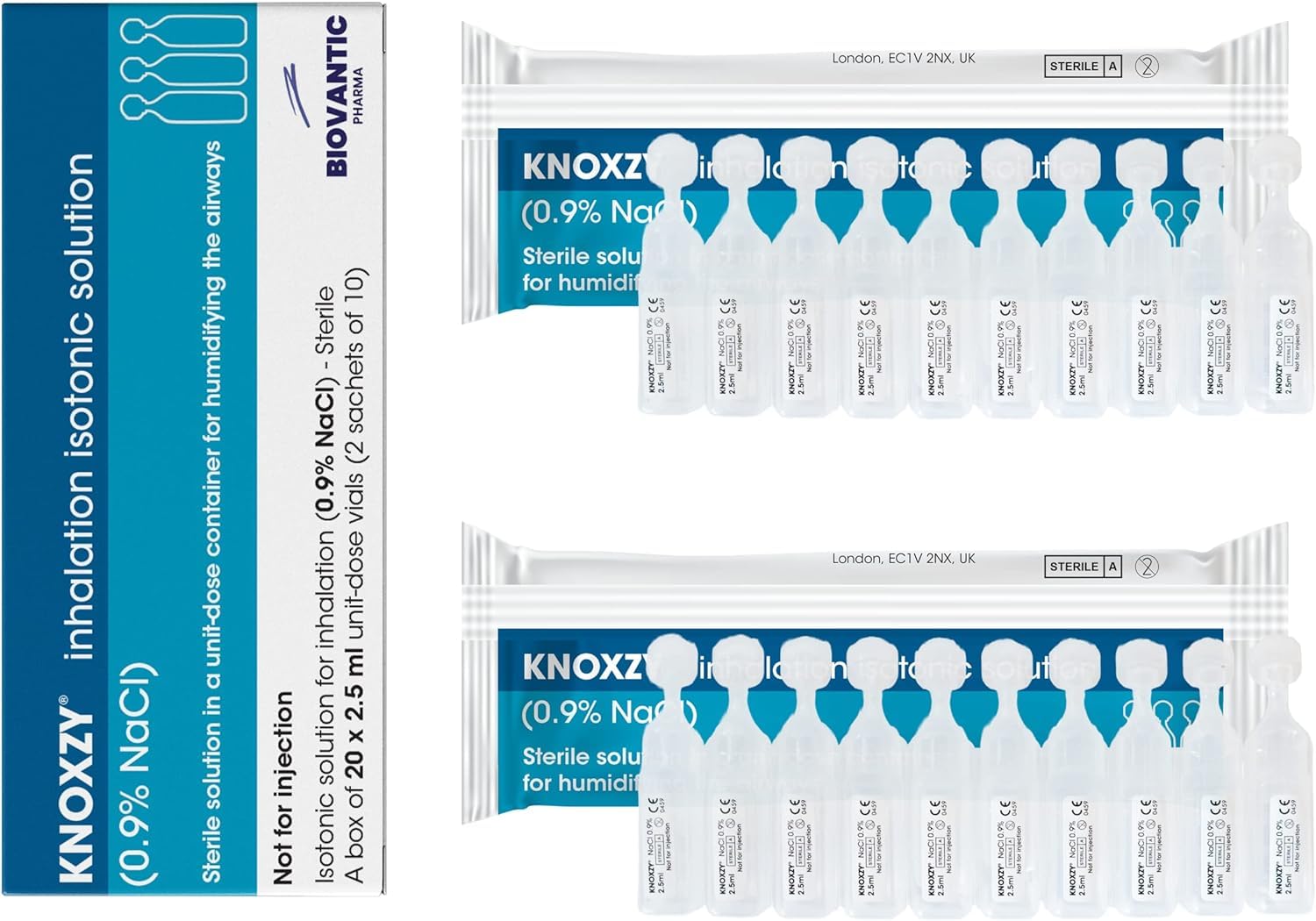 Isotonic Saline Solution 0.9% | Sodium Chloride NaCl | Saline Solution for Inhalation | 20 x 2.5ml - Available at All In One Marketplace Canada