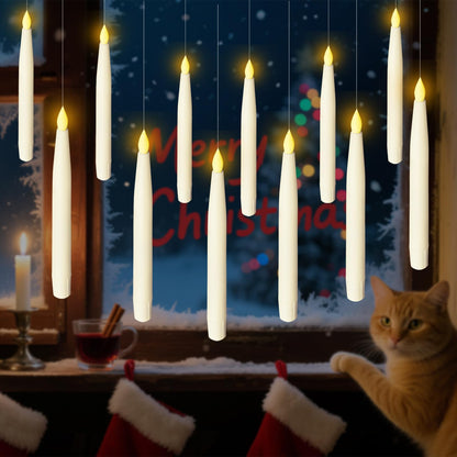 Anxingo 12 Pcs Flameless Floating LED Candles with Wand, Flickering Battery Operated Wizard Hanging Decorative Lighting with Remote Timer for Parties Halloween Christmas 🍁 All In One Marketplace Canada