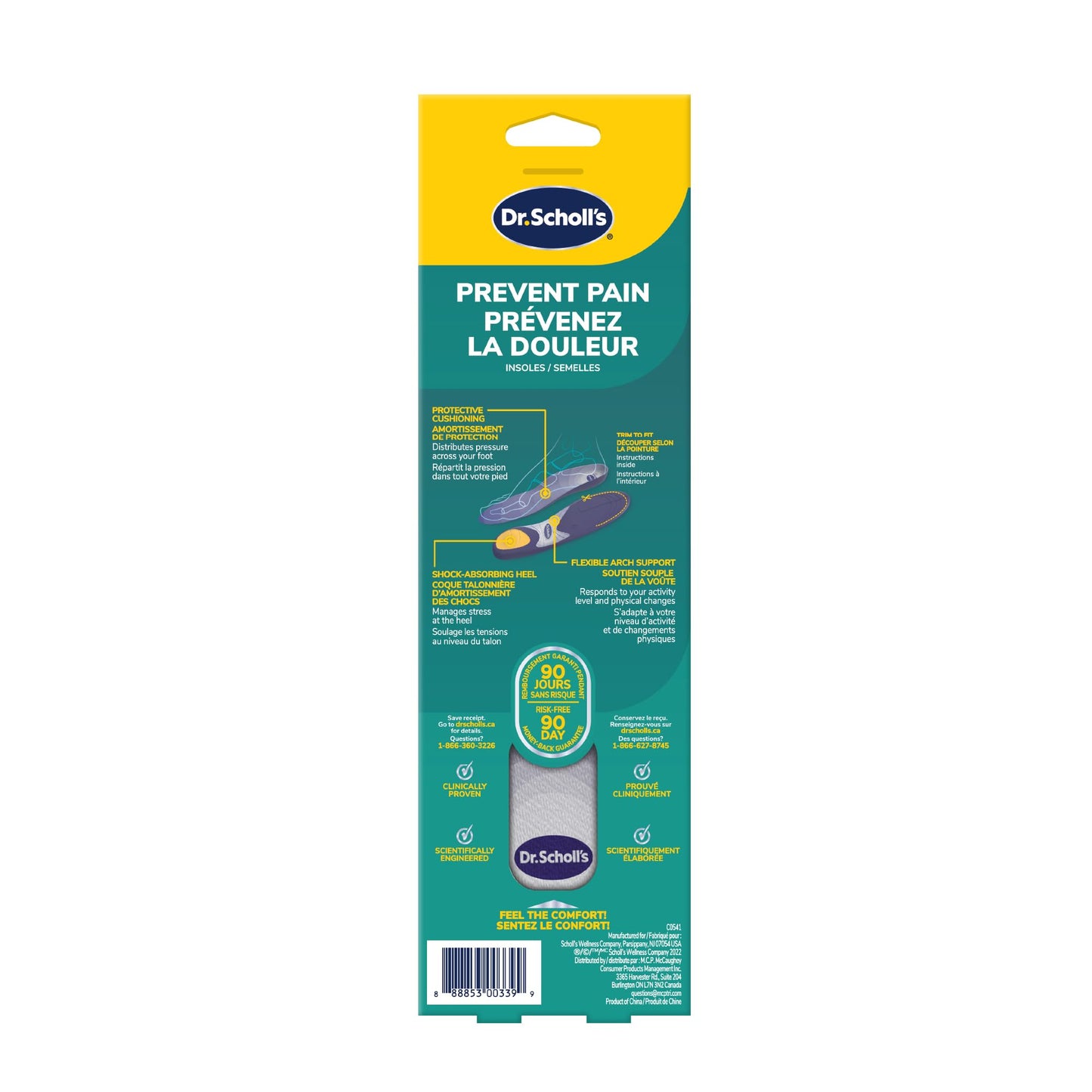 Dr. Scholl's Prevent Pain Protective Insoles, Protect Against Foot, Knee, Lower Back Pain, Promote Foot Health & Wellness, Trim to Fit Insert, Women Shoe Size 8-14, 1 Pair Dr. Scholl's