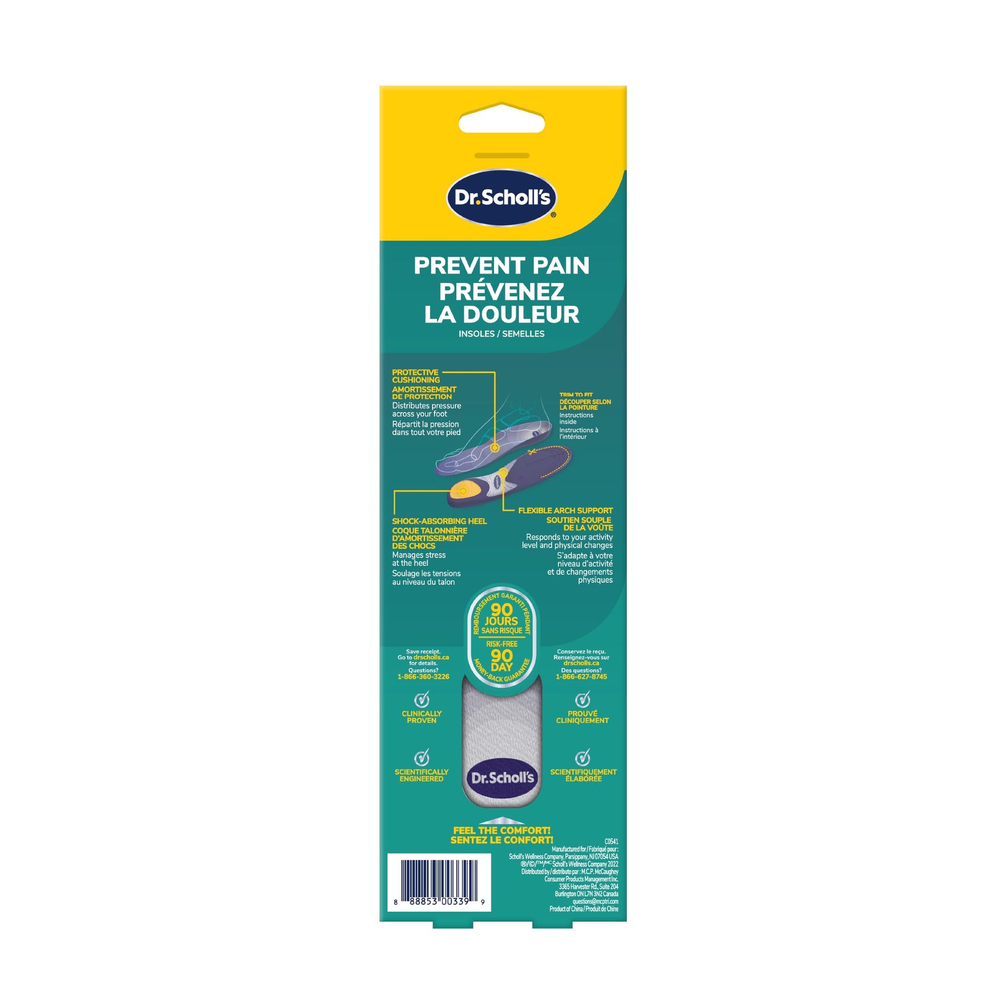 Dr. Scholl's Prevent Pain Protective Insoles, Protect Against Foot, Knee, Lower Back Pain, Promote Foot Health & Wellness, Trim to Fit Insert, Women Shoe Size 8-14, 1 Pair Dr. Scholl's