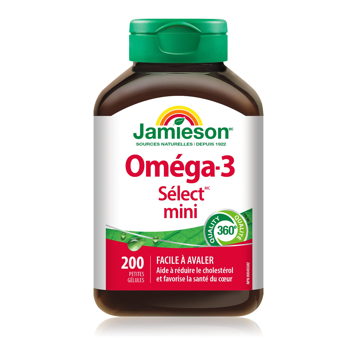 Jamieson Omega-3 Select Mini Softgels, Easy to Swallow, Supports Brain and Heart Health, and Helps Reduce Cholesterol. With EPA and DHA, Non-GMO, Gluten-Free, 200 Count, Proudly Canadian