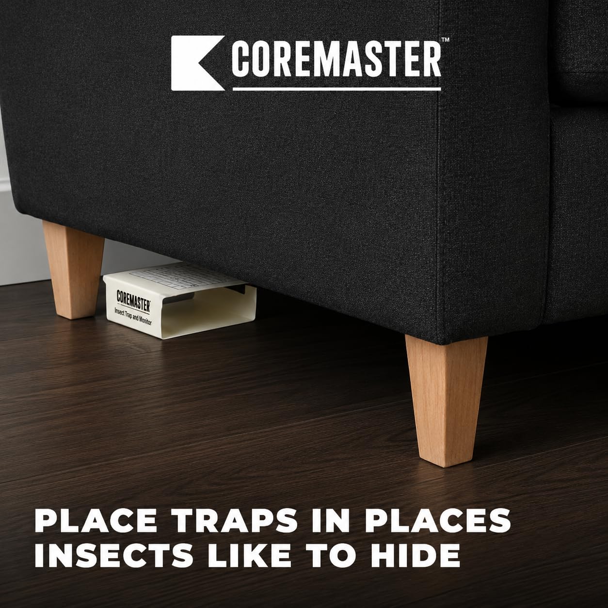 Coremaster Insect/Cockroach Monitor & Traps | Strong Adhesive Boards for Silverfish, Roaches, Ants | for Indoor Use i.e Kitchen, Basement,Garage | Safe, Non-Toxic (6 boards-18 Traps)