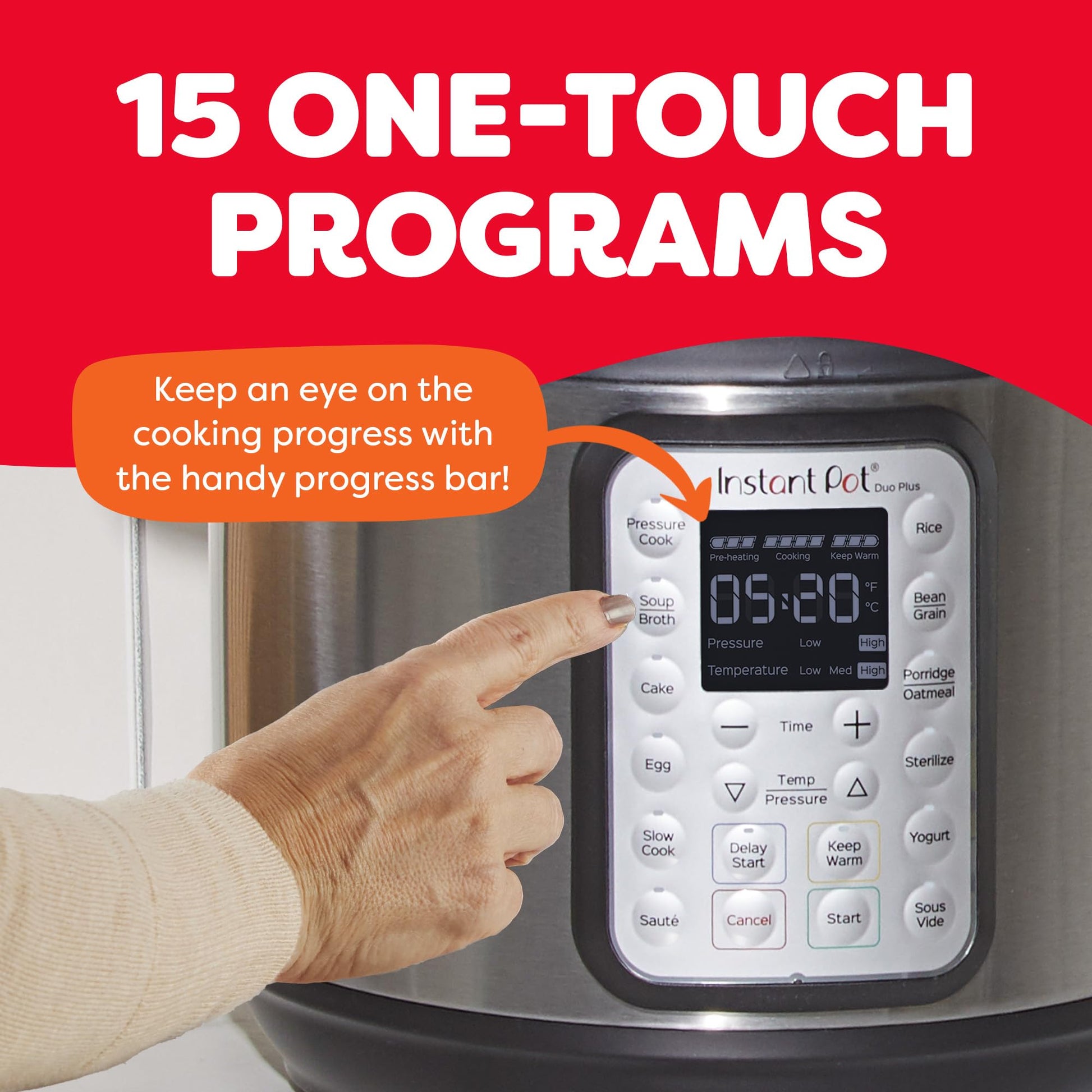 Instant Pot Duo Plus 6 Quart 9-in-1 Electric Pressure Cooker, Slow Cooker, Rice Cooker, Steamer, Sauté, Yogurt Maker, Warmer & Sterilizer, 15 One-Touch Programs,Stainless Steel/Black - Available at All In One Marketplace Canada