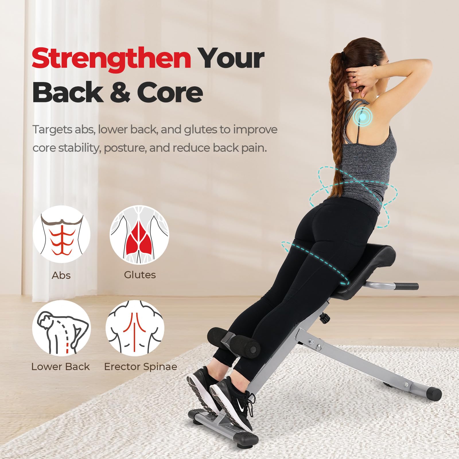 Sunny Health & Fitness Foldable Roman Chair, 45-Degree Hyperextension Bench Sunny Health & Fitness