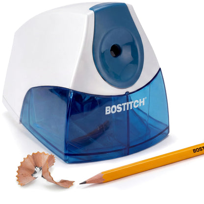 Bostitch Office Personal Electric Pencil Sharpener, Powerful Stall-Free Motor, High Capacity Shavings Tray, Blue