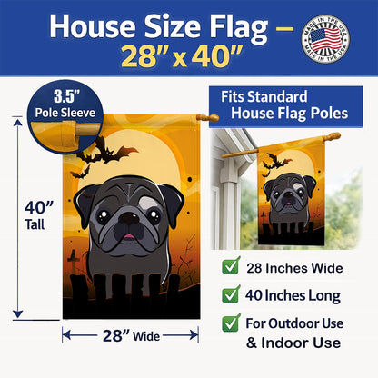 Drapeau de maison en toile Caroline's Treasures BB1821CHF Halloween Carlin noir, multicolore, grand