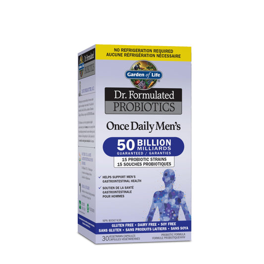 Garden of Life - Dr. Formulated Probiotics Once Daily Men's | Support Men's Gut Health & Digestion | 50 Billion CFU + 15 Probiotic Strains | Shelf Stable | Gluten Free, Dairy Free, Soy Free - Available at All In One Marketplace Canada