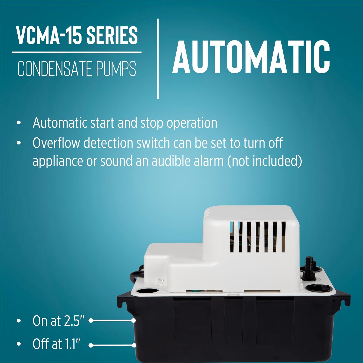 Little Giant VCMA-15ULST 115 Volt, 65 GPH, 1/50 HP Automatic Condensate Removal Pump for HVAC/Refrigeration Systems/Dehumidifiers with Overflow Detection Switch and 20-Foot Tubing, Black/White, 554415 🍁 All In One Marketplace Canada