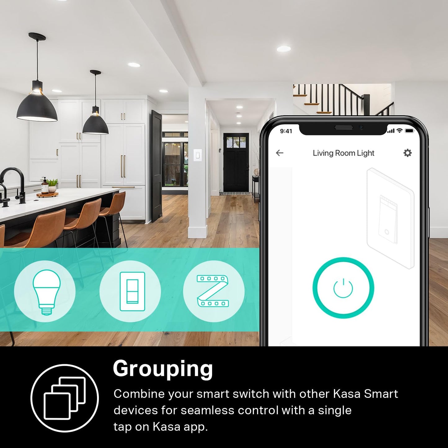 Kasa Smart Single Pole Dimmer Switch by TP-Link (HS220P3)- 2.4GHz Wi-Fi Connection Required, Dimmer Light Switch for LED Lights, Works with Alexa and Google Home, UL Certified, 3-Pack ,white