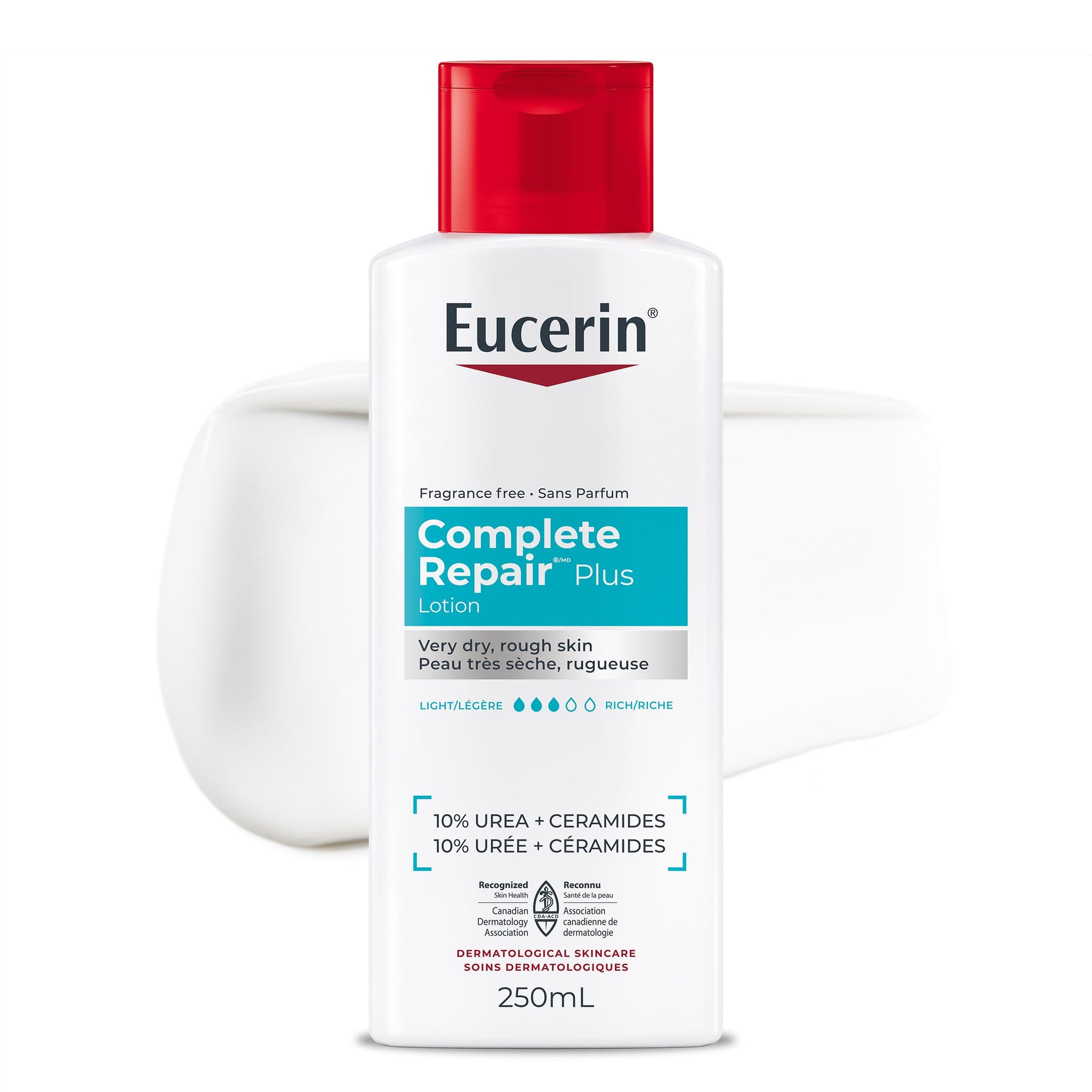 Eucerin Complete Repair Plus Moisturizing Lotion with 10% Urea and Ceramides for Very Dry, Rough Skin, 250 mL - Available at All In One Marketplace Canada