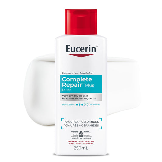 Eucerin Complete Repair Plus Moisturizing Lotion with 10% Urea and Ceramides for Very Dry, Rough Skin, 250 mL - Available at All In One Marketplace Canada