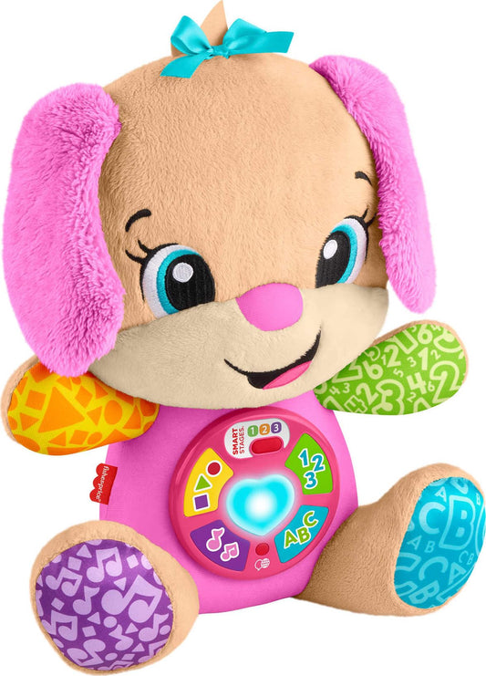 Fisher-Price Baby Learning Toy Laugh & Learn Smart Stages Sis Pink Musical Plush with Smart Stages for Infants Ages 6+ Months, Multilanguage Version - Available at All In One Marketplace Canada