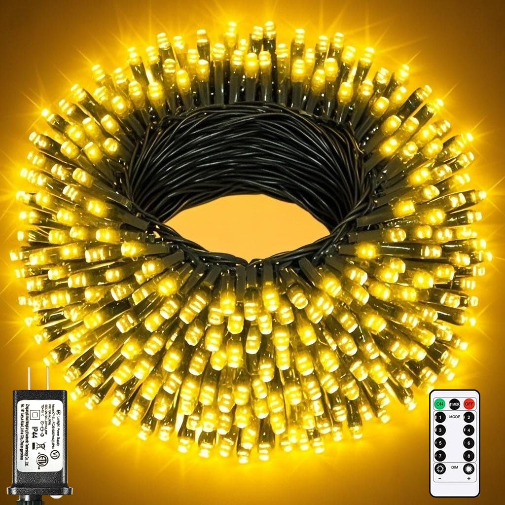 Mresove Upgraded 105FT 300LEDs Christmas Lights Connectable Outdoor Indoor String Lights Timer with Remote 8 Modes Memory Function for Christmas Tree Party Decoration Warm White 🍁 All In One Marketplace Canada