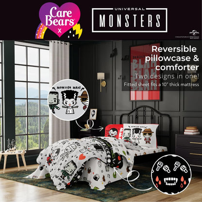 Universal Little Monsters Halloween Full Bed Set – Super Soft & Cozy 5 Piece Reversible Comforter and Sheet Set Featuring Snoopy & Charlie Brown, (Officially Licensed Product) by Franco