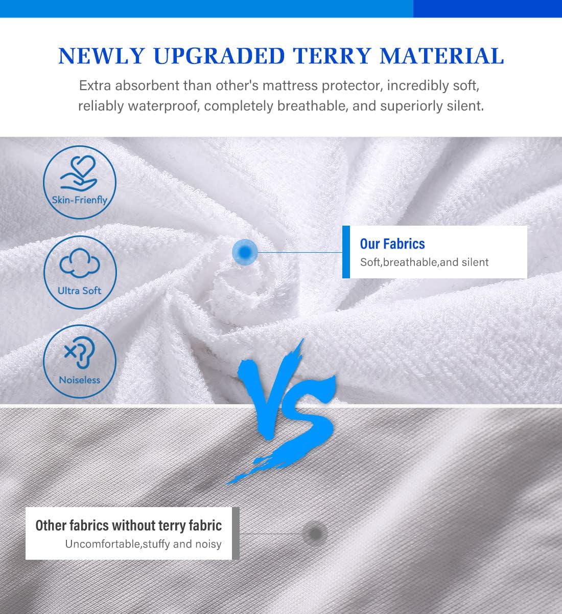 Twin Mattress Protector,Twin Mattress Cover Waterproof Mattress Protector Twin for Kids,Noiseless Soft Breathable Terry Twin Mattress Pad for Kids Pets Adults 39"x75"