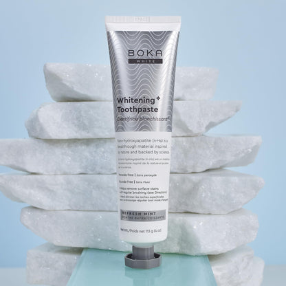 Boka Fluoride Free Toothpaste, Nano Hydroxyapatite Toothpaste, Appropriate for Sensitive Teeth, for Adult, Kids Oral Care - Whitening * Refresh Mint, 4 Fl Oz (113g) 3Pk