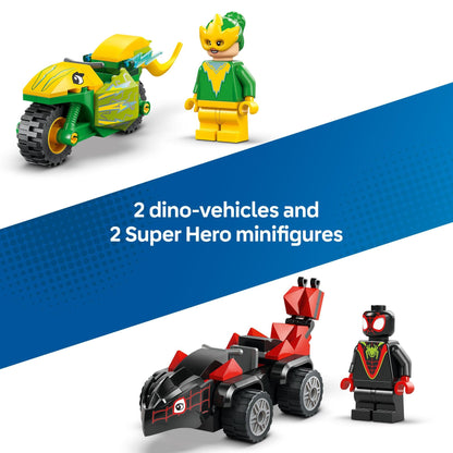 LEGO Marvel Spidey and His Amazing Friends Spin and Electro Dinosaur Vehicle Chase - Car and Motorcycle Preschool Building Toy for Kids, Boys and Girls, Ages 4+ - Gift Idea for Birthdays - 11198 LEGO