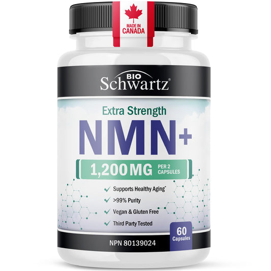 NMN Supplement 1200mg | Extra Strength | NAD+ Precursor for Healthy Aging, Cellular Energy & Longevity Support | 99% Purity | NMN Supplement Canada Made, Third-Party Tested & Vegan | 60 Capsules - Available at All In One Marketplace Canada