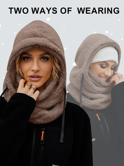 VELAI Balaclava Fleece Ski Mask for Men Women Winter Face Masks Windproof Hooded Scarf Cold Weather Hat Neck Warmer(Coffee) 🍁 All In One Marketplace Canada