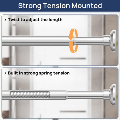 Shower Curtain Rod 30 to 76 Inches, 1 Inch Adjustable Spring Tension Stainless Steel Shower Rod No Drill for Bathroom, Closet, Window, Room Divider, Never Rust, Non Slip, Chrome