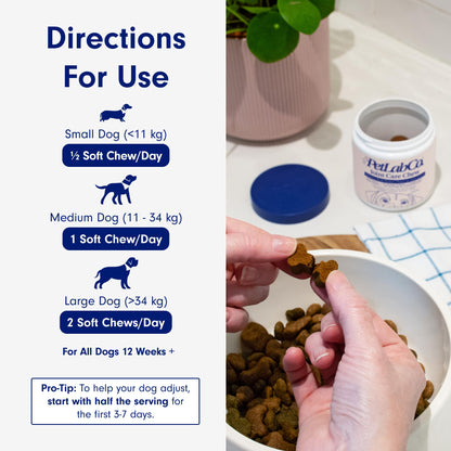 Petlab Co. Joint Care Chews, High Levels of Glucosamine for Dogs, Green Lipped Mussels, Omega 3 and Turmeric, Dog Hip and Joint Supplement to Actively Support Mobility, Packaging May Vary