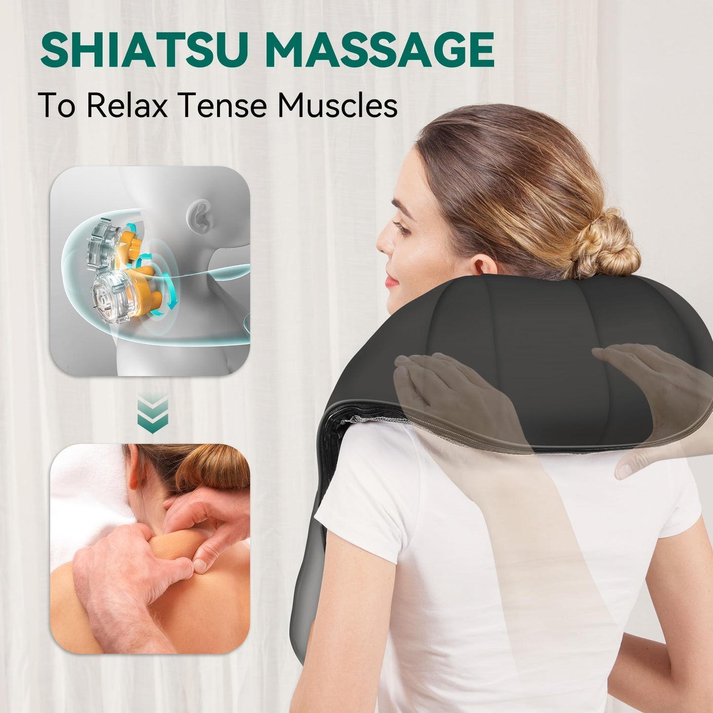Snailax Cordless Shiatsu Neck Massager, Kneading Shoulder Massage with Heat 🍁 All In One Marketplace Canada Snailax