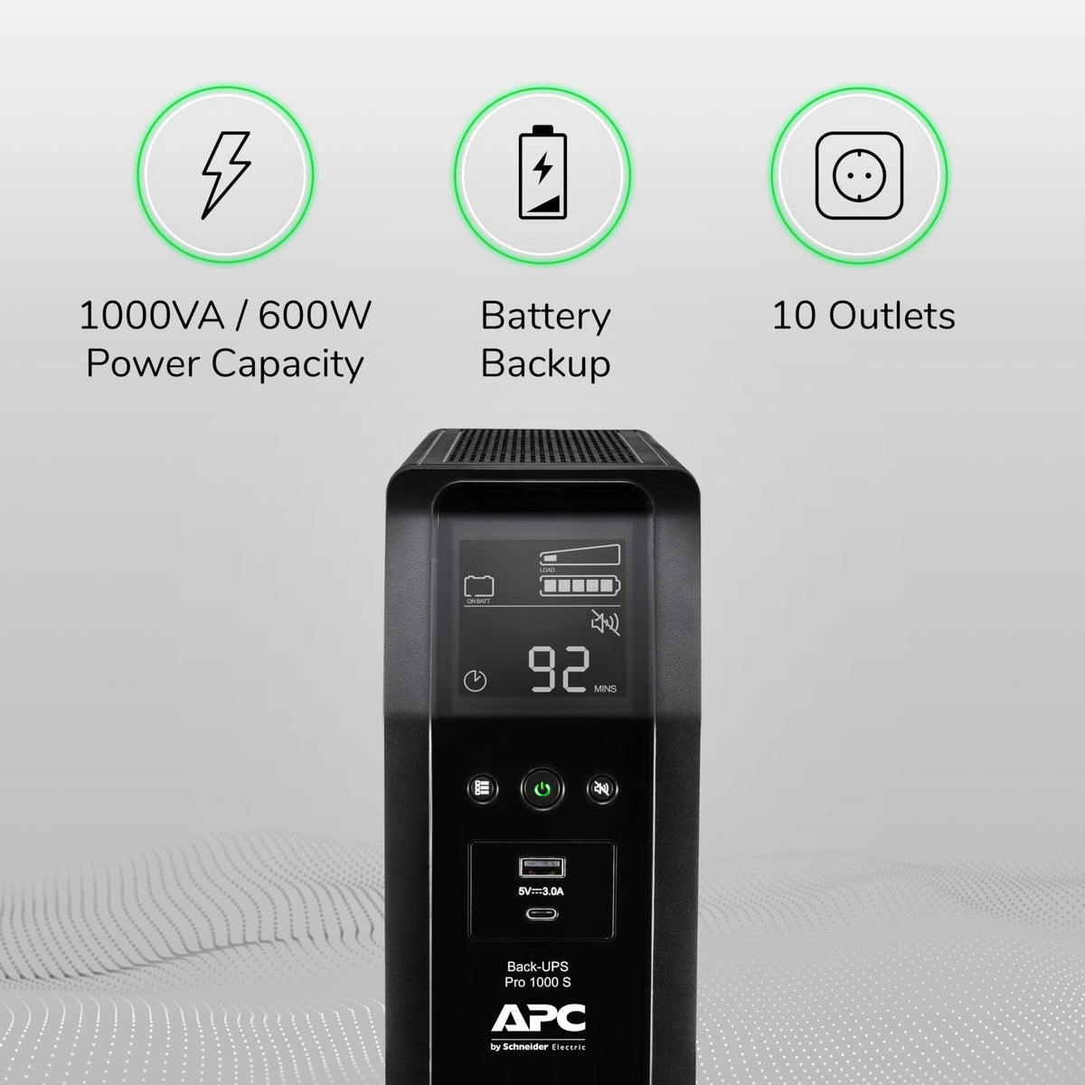 APC UPS 1000VA Sine Wave UPS Battery Backup & Surge Protector, BR1000MS Backup Battery Power Supply with AVR, (2) USB Charger Ports