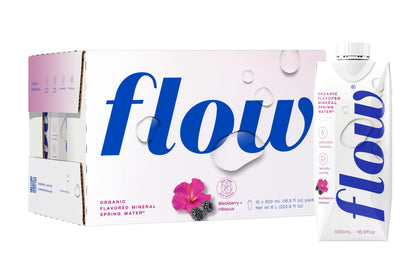 Flow Artesian Mineral Spring Water, Blackberry + Hibiscus, 500 ml, 12 Pack