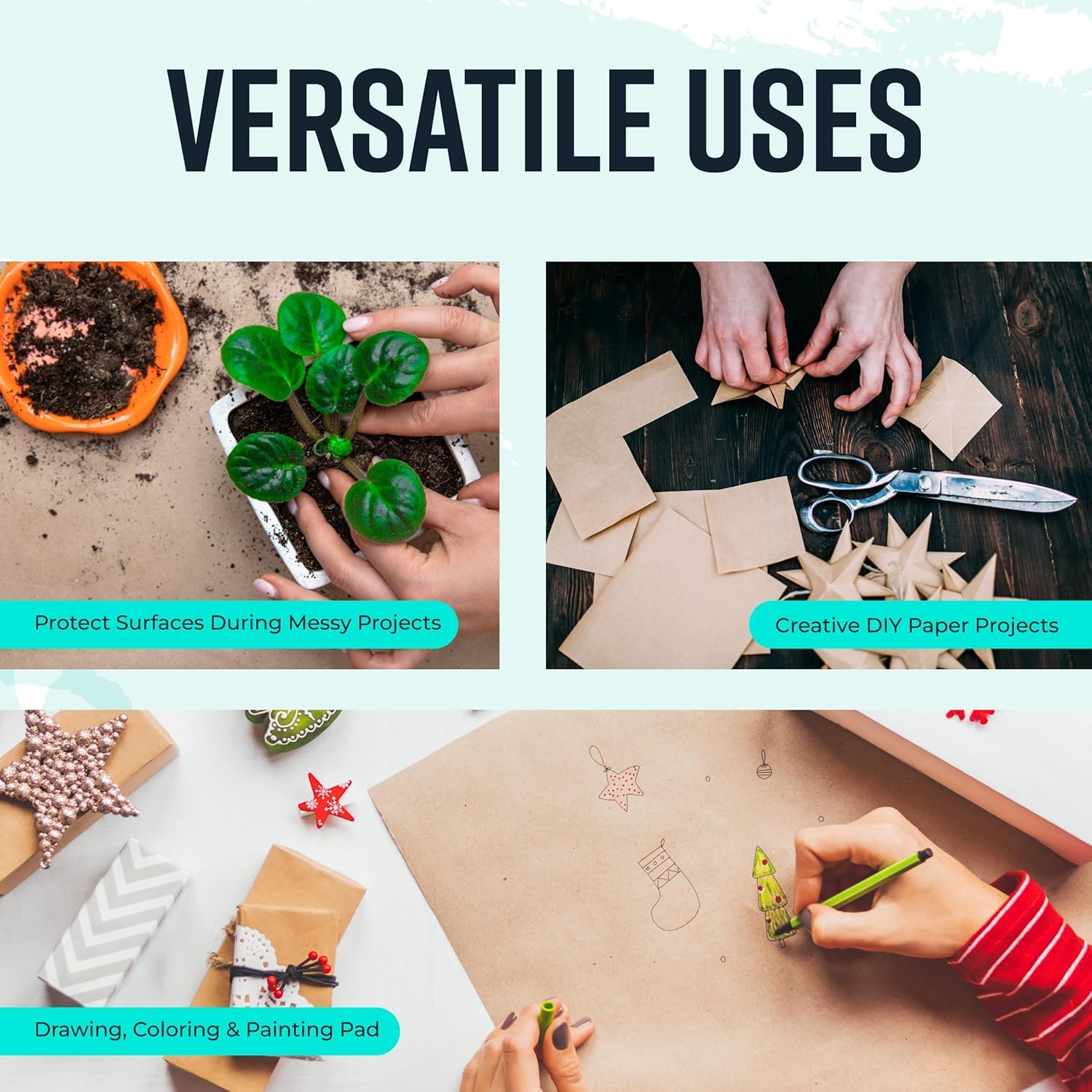 Bryco Goods 18" x 1200"(100’) Brown Wrapping Paper - Kraft Paper Roll for Packing, Arts & Crafts, Gift Wrapping, Bulletin Board, Banner, Bouquet Flower, Table Covering, Shipping & Moving Supplies - Available at All In One Marketplace Canada