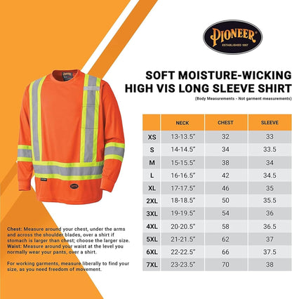 Pioneer High Vis Shirt for Men - Safety Long Sleeve T-shirt - Class 2 🍁 All In One Marketplace Canada