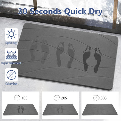 Ceecysaa 80x50cm Stone Bath Mat, Diatomaceous Earth Quick Dry Non Slip, Dark Gray Ceecysaa